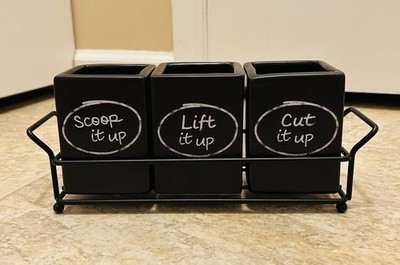 Tabletops Gallery Kitchen Caddy Utensil Holder Organizer With Black Metal Rack
