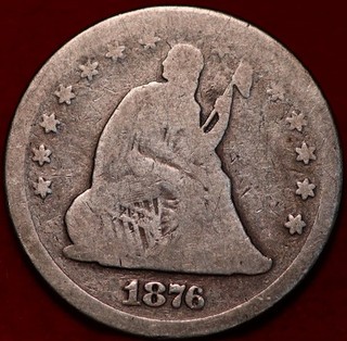 1876 Philadelphia Mint Silver Seated Liberty Quarter