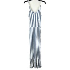 Vestido Ichi Para Mujer M Azul Blanco Maxi Vestido En Niveles Solero Rayas Cottage