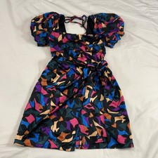Show Me Your MuMu Floral Geometric Puff Short Sleeve Mini Dress Size M 80s