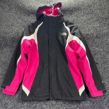 The North Face Girls HyVent Hooded Jacket Black Pink Fleece Lined Size L 14/16