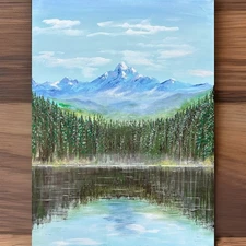 Original Acrylic painting stretched canvas 18"x 24", landscape, Ready to hang