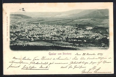 Goslar, Ortsansicht vom Steinberg aus, Ansichtskarte 1899 
