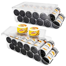 2 Pack Skinny Can Organizer for Refrigerator, Stackable Tall Skinny Soda Pop ...