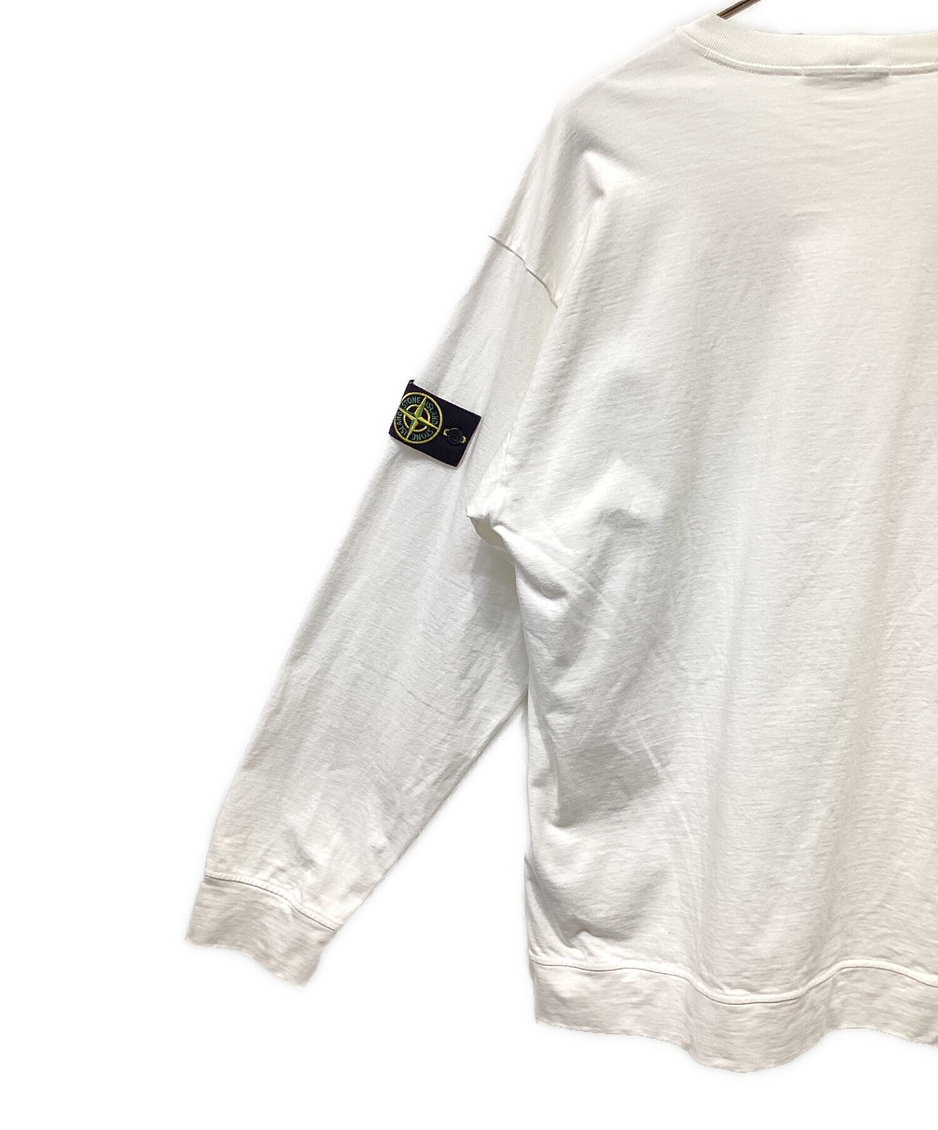 STONE ISLAND/ Logo Patch Garment Dye Sweatshirt Long Sleeve T-Shirt White Size: thumbnail 6