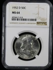 1952-D Franklin Half Dollar 50c NGC MS64