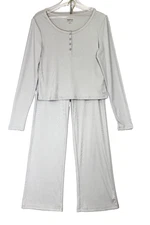 GAP BODY Women's 2-PC Rib Pajama Set Size Large Quiet Gray