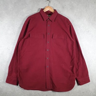 Vintage L.L.Bean Langarm Hemd mit Knöpfen Herren Large Rot