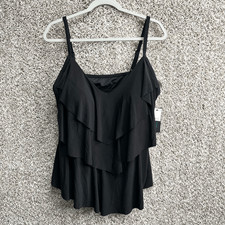 Aqua Green Tankini Top Women s 2X Black Ruffle Swim NWT