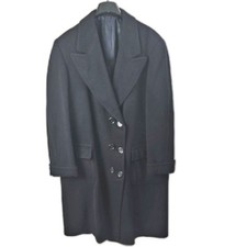 Vintage RAJURA 100 Cashmere Navy Blue Trench Double Breasted Over Coat