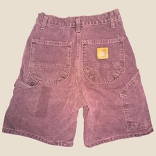 Vintage 1998 Carhartt B24BRG RARE Burgundy Canvas Carpenter Work Shorts USA 28