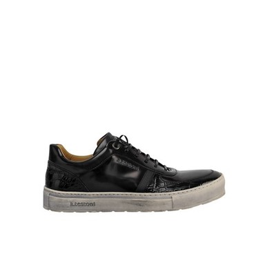 750$ TESTONI Sneaker Shoes Brushed Calf Printed Crocodile 8 UK  / 9 US / 42 IT