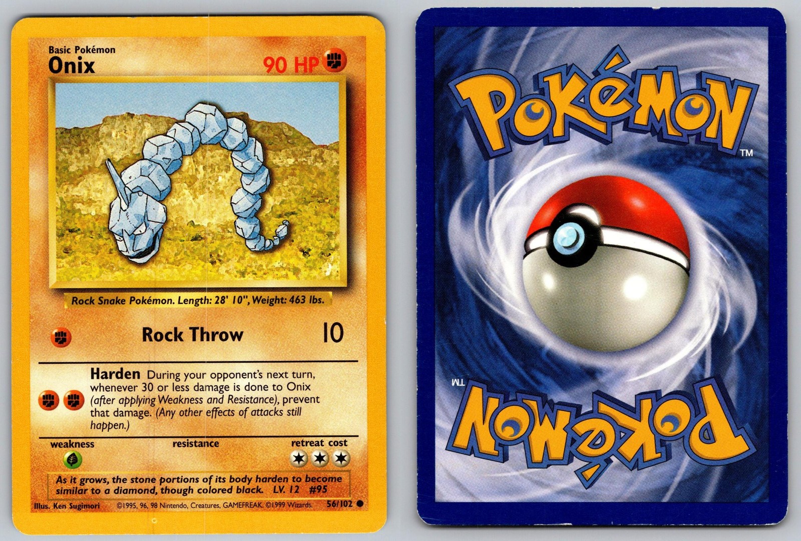 Pokemon : Base Set Unlimited Onix 56/102 Common LP