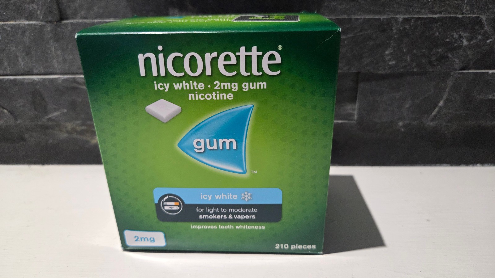 Nicorette 2mg Nicotine Gum Sugar Free Icy White 210 Pieces Stop Smoking Aid