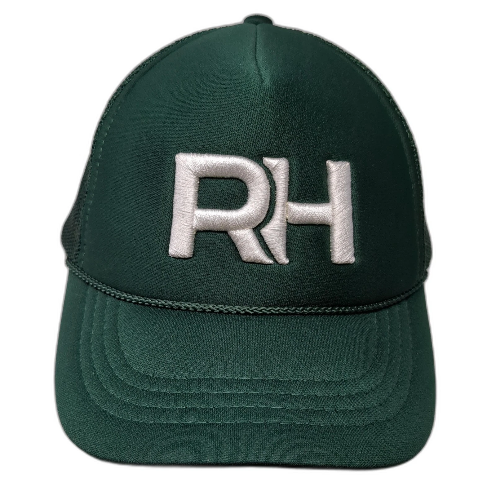 RH Logo Snapback Trucker Hat Green One Size Adjustable Embroidered Rope Otto