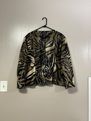 Selene Sport Womens Jacket Size 18W Brown Faux Snakeskin Button       C128