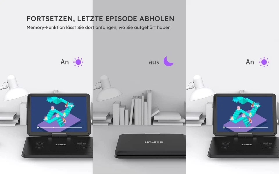 Tragbarer DVD-Player (17,5 Zoll) mit großem 15,6-Zoll-HD-Bildschirm, SD-Karte - Bild 3 von 4