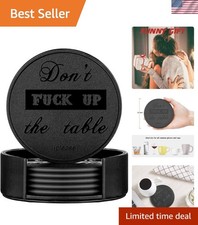 Stylish 6-Piece Round Faux Leather Coasters - Water-Resistant Charm for Decor