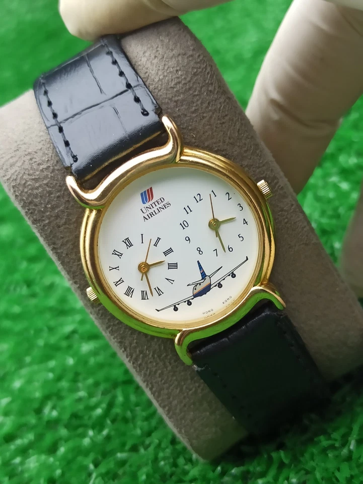 Rare Memorial UNITED AIRLINE DUAL TIME Watch Issued For Pilots Gifts Swiss - Image 2 of 4