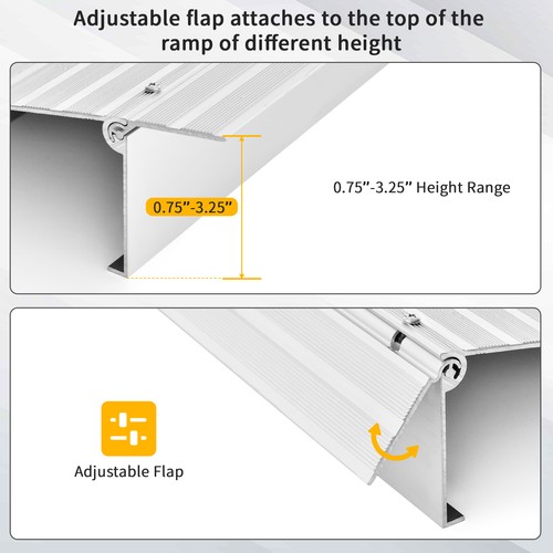 Rampa umbral para silla de ruedas de elevación de 3" con rampa ajustable 700 lb capacidad de peso - Imagen 7 de 9