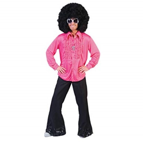 70's-80's Disco Shirt Hombre con volantes Tux estilo camisa de poliéster en colores asso - Imagen 3 de 10