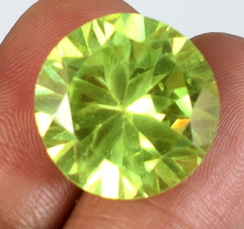 Pakistan Peridot Gemstone Natural 27.90 Ct Round Cut Diamond Certified A40692 - Picture 3 of 6