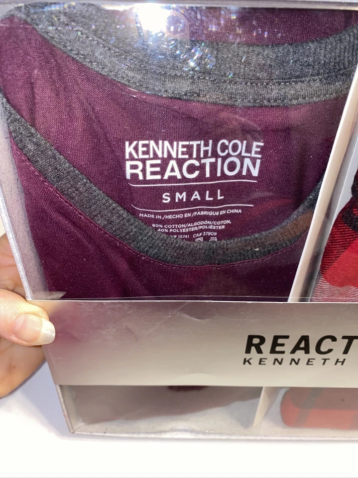 Kenneth Cole Reaction 2 Piece Mens Red Plaid PJ Set (S)Comfy Soft Pant & Top NEW - Image 2 of 4