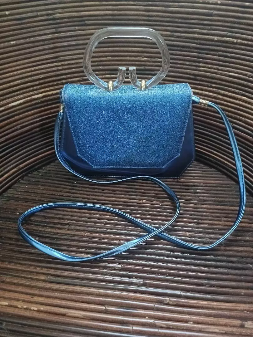 vintage Electric Blue Glitter Lucite handbag Sailor Moon inspired