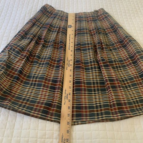 Vtg ILGWU pleated Cotton Plaid Hand Stitched Hem Skirt Button And Zipper Medium - Picture 5 of 7