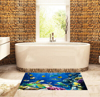 3D Color Ocean Fish Self-adhesive Landscape Stickers Bathroom Floor Mat