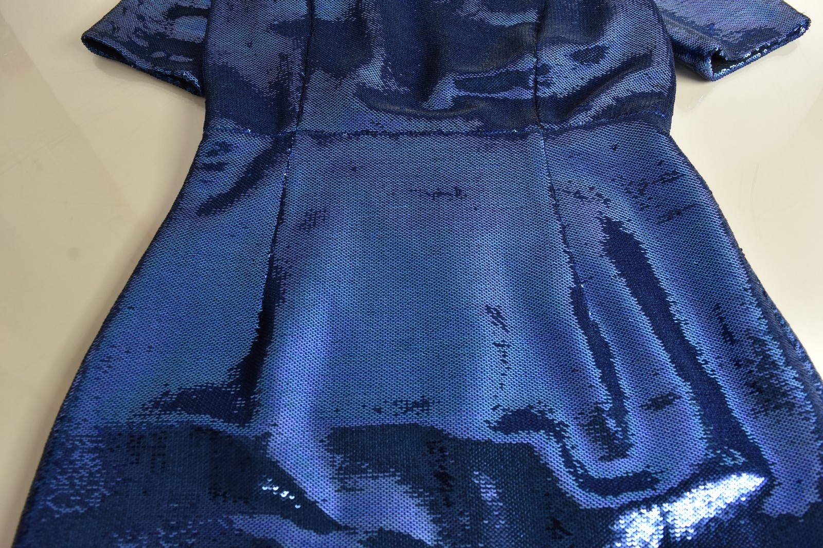 $1300 NEW Diane von Furstenberg DVF Tailored SEQUIN Midi Dress Denim Blue Navy 4 image 7