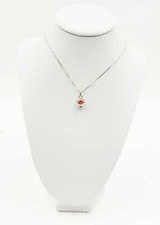 COLLANA CAMPANELLA TRAFORATA SMALTATA ROSSO IN ARGENTO 925 RODIATO IN ORO 18KT