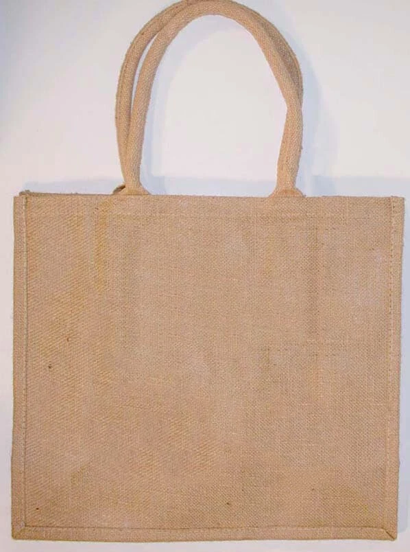 Натуральная джутовая сумка-тоут с хлопковыми ручками 16x6x14" - Изображение 2 из 2