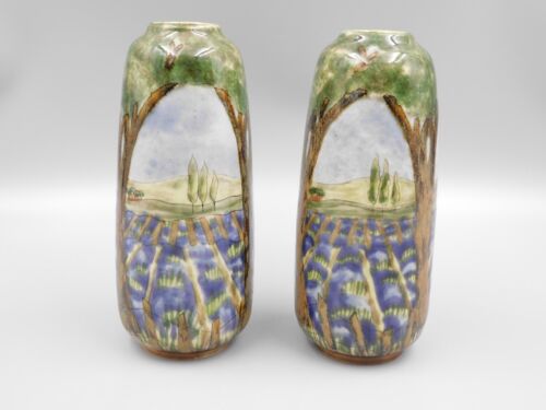 A RARE PAIR OF COBRIDGE WARE 7 1/2" CALEY MILL VASES by RACHEL BISHOP. - Picture 2 of 4