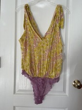 NWT Free People Bare It All Bodysuit in Sunshine Combo Size S Msrp 68