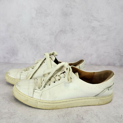 Low Top Leather Sneaker Shoes Womens 7.5 FRYE White Clean Girl Basic Minimalist