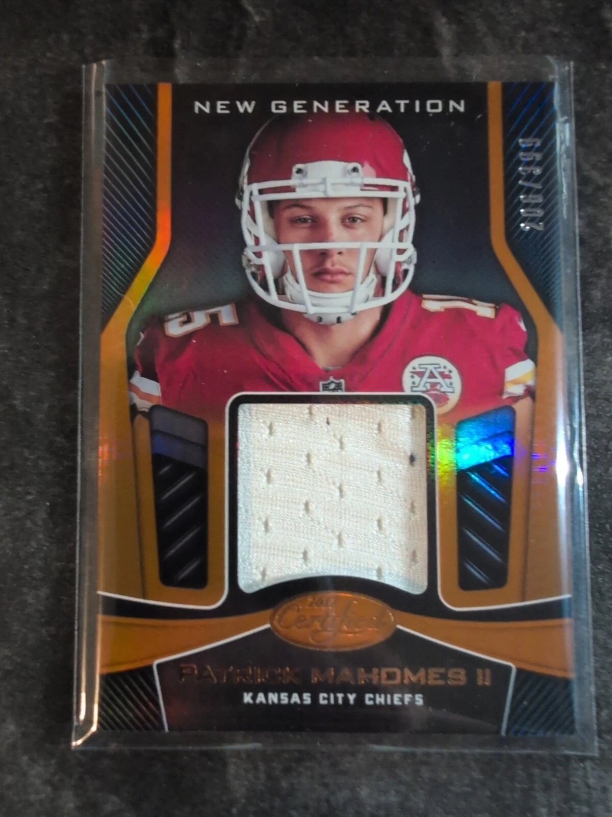 2017 Panini Certified New Generation Mahomes RC Patch Orange 206/399