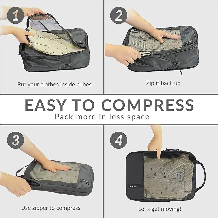 UPADAY Compression packing Cubes Set of  6 Travel Packing Cube-Nylon & Mesh - Image 3 of 4