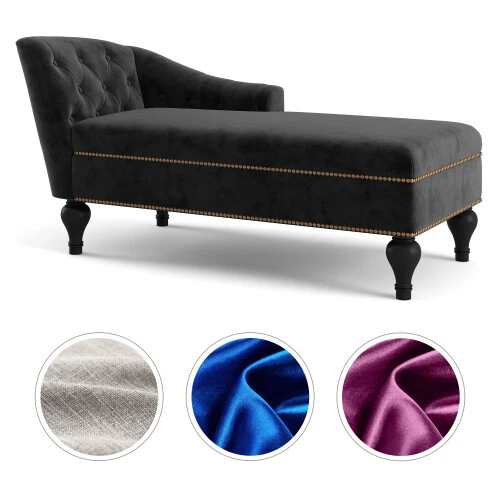 58" Velvet Chaise Lounge Chair Tufted Sleeper Lounge Sofa for Living Room Office - Image 3 of 4