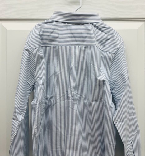 NWT Gymboree Boys White & Lt. Blue Striped Button Down Dress Shirt LARGE (10-12) - Picture 7 of 10