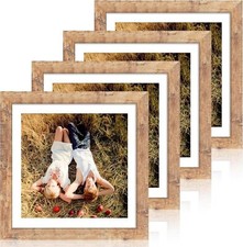 12x12 Picture Frame Set of 4 with Tempered Glass, Rustic Brown Picture Frame.