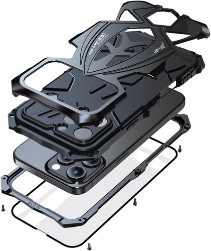 For iPhone 16 Pro Max Case with Full Body Military Grade Metal Rubber Bumper