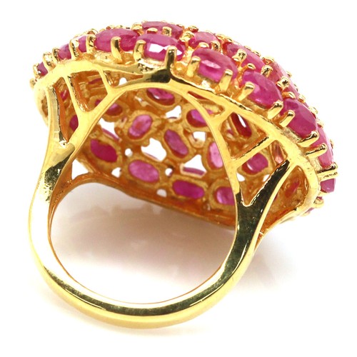 925 Sterlingsilber 18K Vergoldet 3 x 5 Mm. Pink Rubin Statement Ring Größe 6.5 - Bild 3 von 4