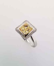 2.08CT Fancy Yellow Square Shape Citrine Engagement Party Solitaire Women's Ring