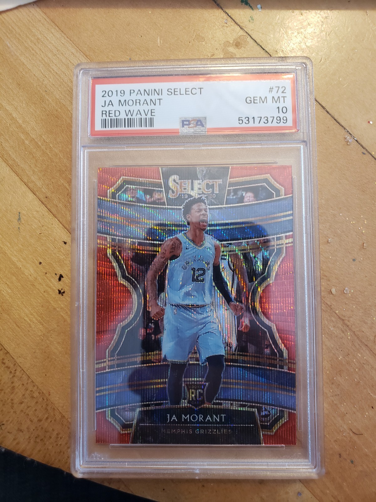 2019 Panini Select JA MORANT *ROOKIE RED WAVE PRIZM* #72 graded PSA 10