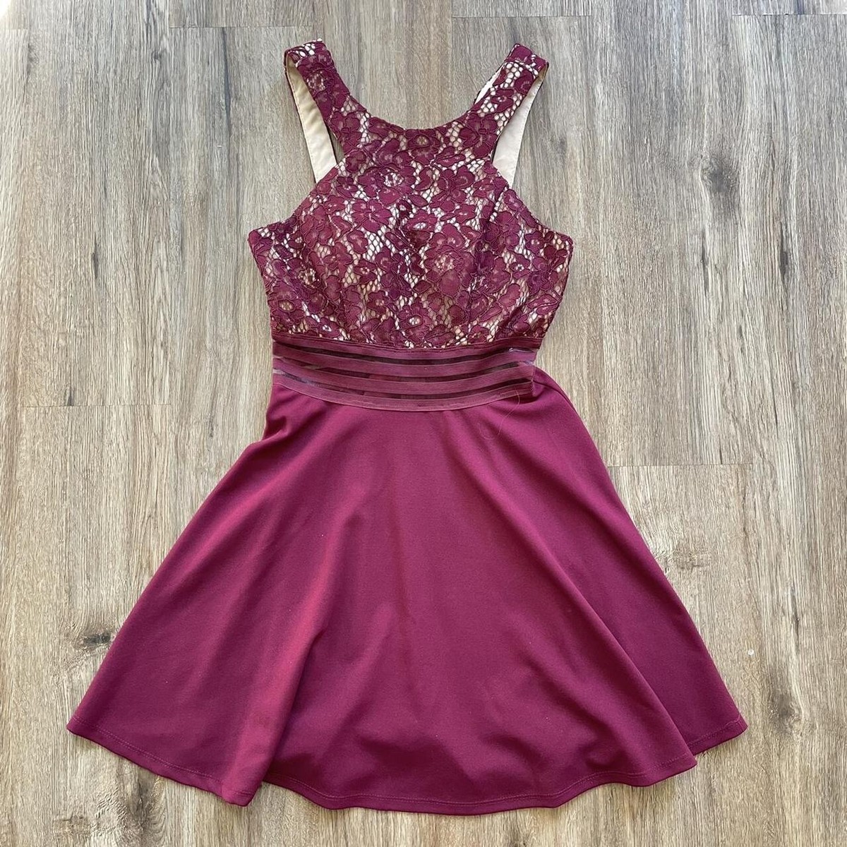 macy's burgundy dress juniors PinkBlush Burgundy Lace Mesh Overlay Plus Maternity Maxi Dress