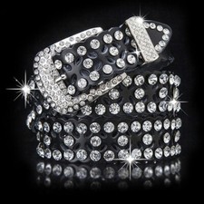 Women Full Crystal Rhinestone Bling Belt Studded Hollow Glitter Waistband Gift