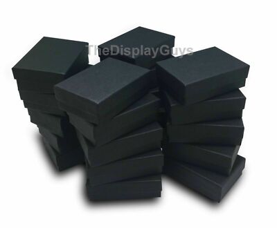 100pcs 3 1/4''x2 1/4''x1'' Matte Black Cotton Filled Jewelry Necklace Bracelet Box