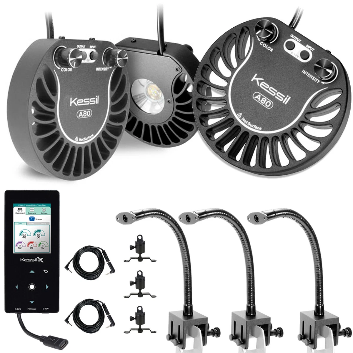 Kessil A80 Tuna Blue LED Reef Aquarium Light TRIPLE MEGA Bundle KBA80TB23