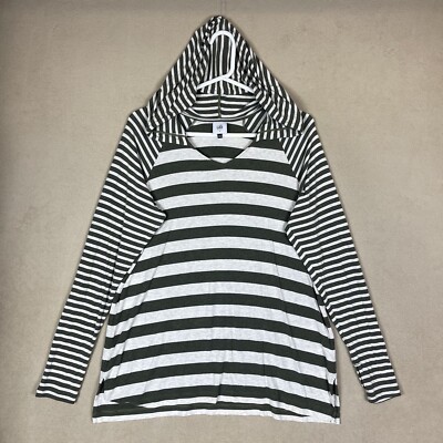 Cabi Hoodie Adult Small Black White Striped Thumbhole Playoff